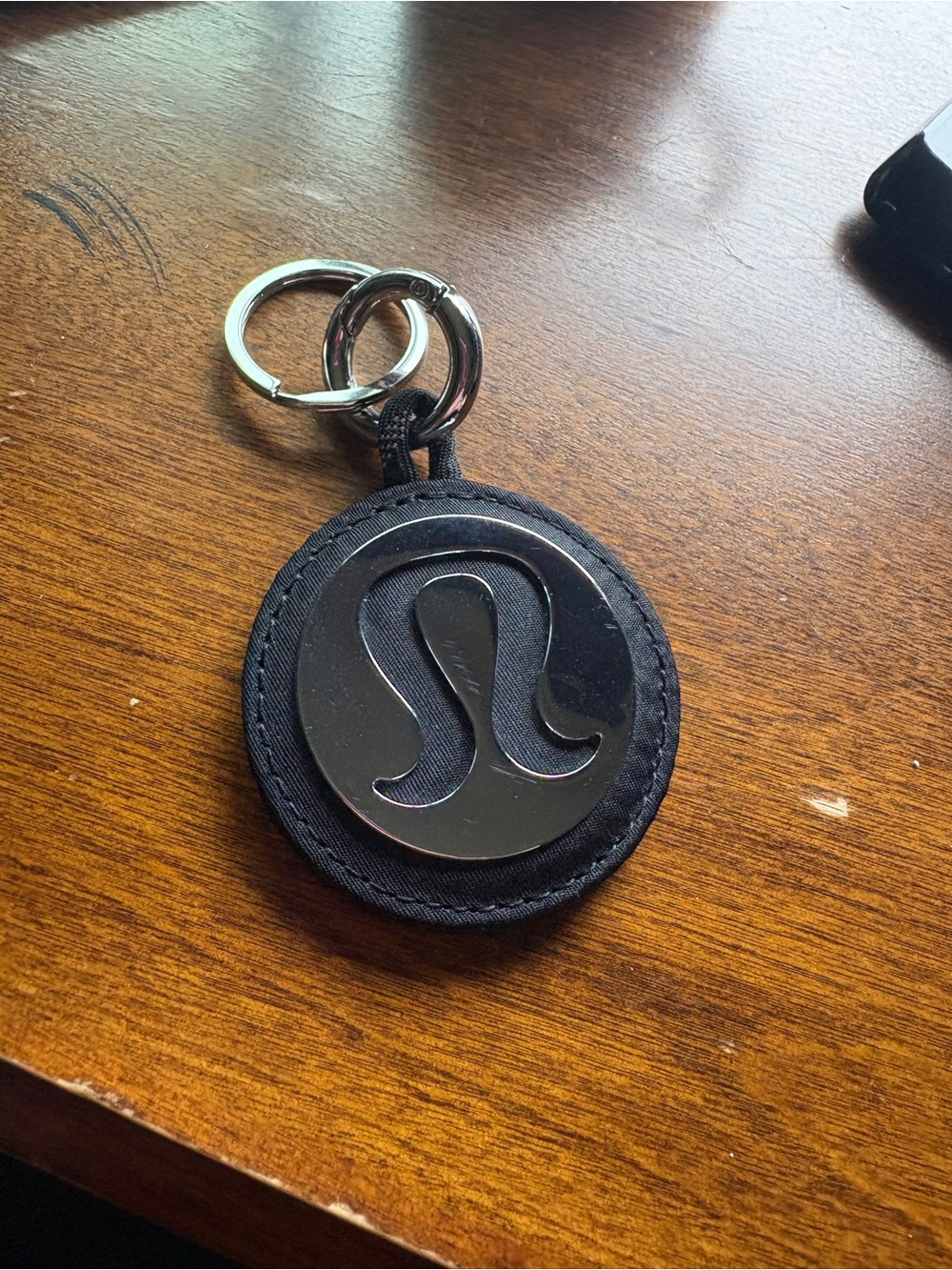 lululemon black and silver key fob brand new